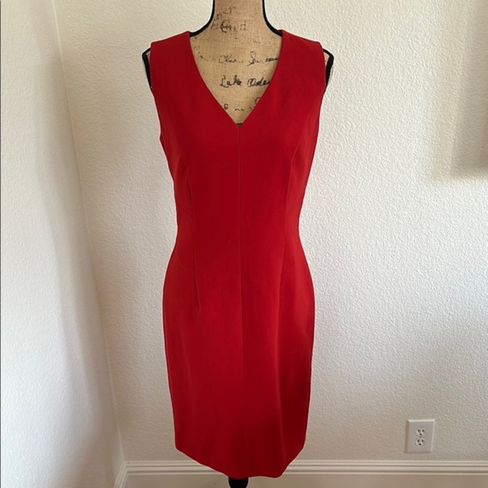 Classic Red V-Neck Sheath Dress